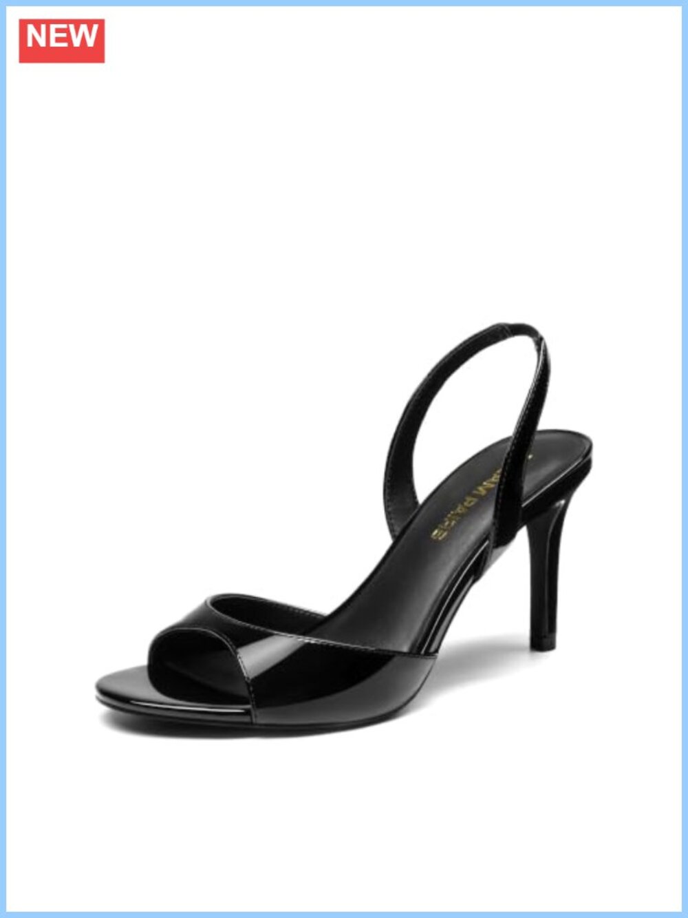 Women's Slingback Kitten Heels Faux Leather Sandals Round Toe Slip On